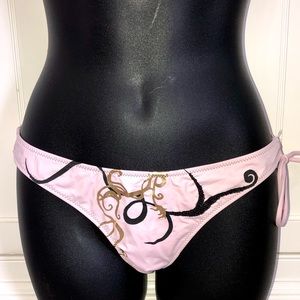 NWT H&M Pink Black Sequined Swim Bikini Bottoms 6
